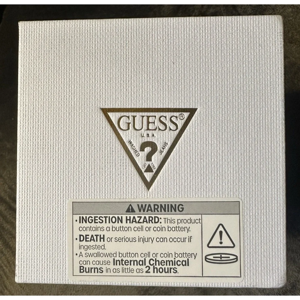 Guess Men's Iconic Black‎ Dial Gold Tone Silicone Band Analog Watch NIB